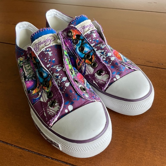 Ed Hardy Y2K Eternal Love Painted Slipons Women’s Size 7 - Picture 1 of 7